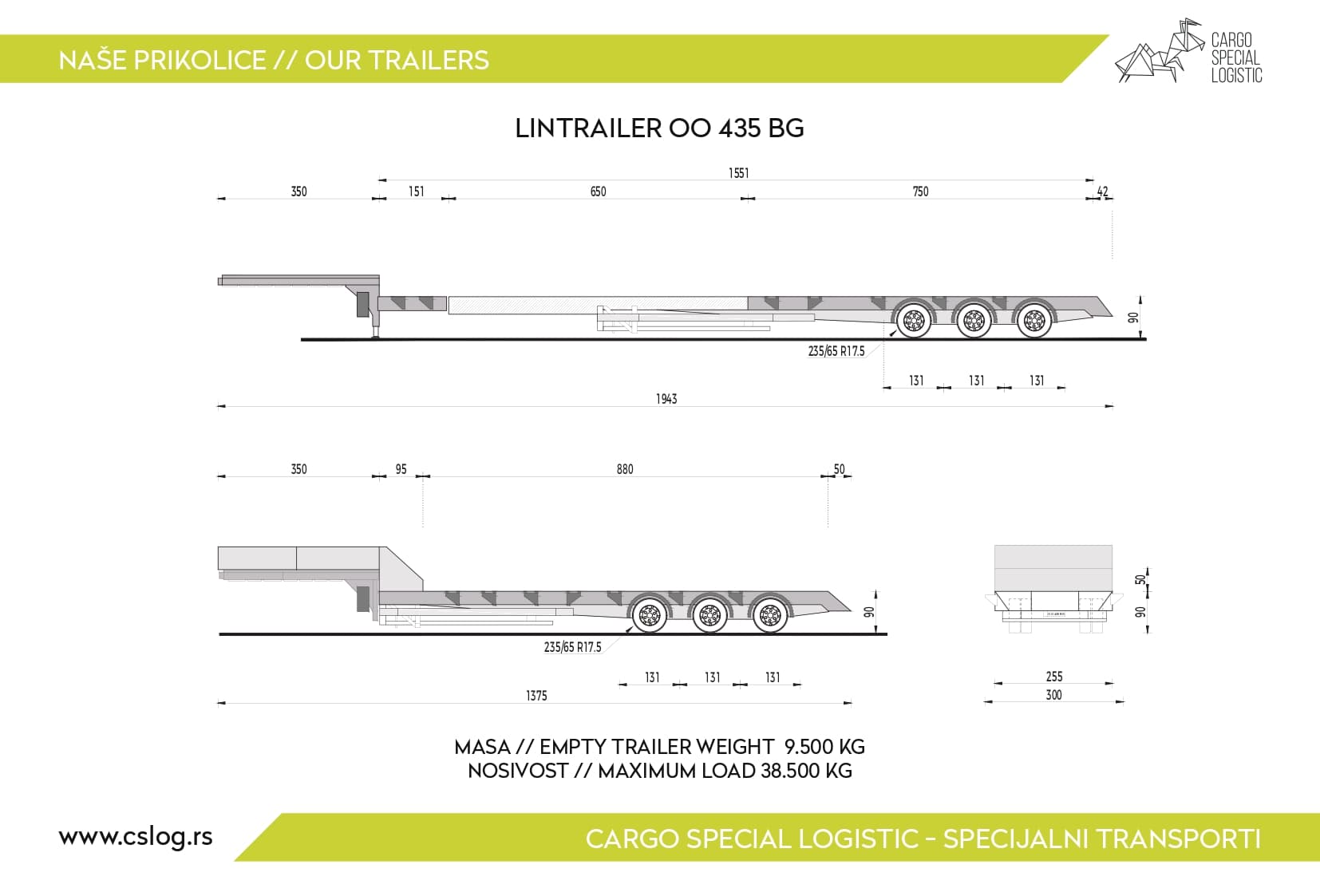 Lintrailer OO-435-BG